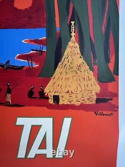 Affiche ancienne originale TAI NOUVELLE CALEDONIE 1958 VILLEMOT