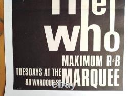 Affiche ancienne originale The Who at the Marquee vers 1965 entoilée