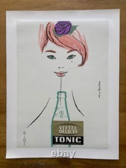 Affiche ancienne originale VITTEL DÉLICES années 50 ALAIN GAUTHIER