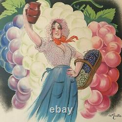 Affiche ancienne originale Vins de France (1937)