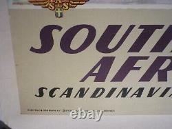 Affiche ancienne originale airline SAS South Africa Otto Nielsen entoilée