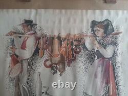 Affiche ancienne originale aquarelle charcuterie pub waltz Hansi