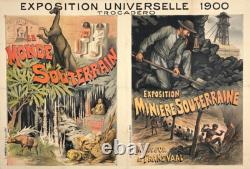 Affiche ancienne originale authentique entoilée Expo universelle 1900. PARIS