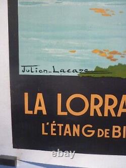 Affiche ancienne originale chemin de fer Alsace Lorraine Lacaze entoilée 1920