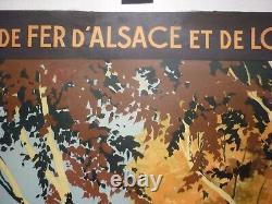 Affiche ancienne originale chemin de fer Alsace Lorraine Lacaze entoilée 1920