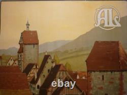Affiche ancienne originale chemin de fer Alsace Riquewihr vers 1920 entoilée