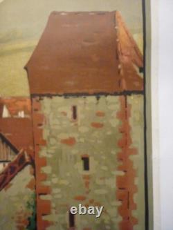Affiche ancienne originale chemin de fer Alsace Riquewihr vers 1920 entoilée