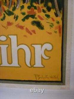Affiche ancienne originale chemin de fer Alsace Riquewihr vers 1920 entoilée