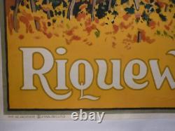 Affiche ancienne originale chemin de fer Alsace Riquewihr vers 1920 entoilée
