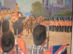 Affiche ancienne originale chemin de fer Angleterre Paris Londres 1932 entoilée