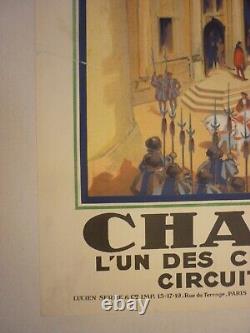 Affiche ancienne originale chemin de fer Chambord châteaux Loire entoilée 1930