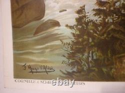 Affiche ancienne originale chemin de fer suisse Davos Engadine vers 1900
