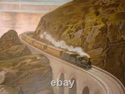 Affiche ancienne originale chemin de fer suisse Davos Engadine vers 1900