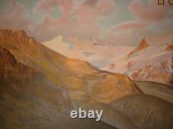Affiche ancienne originale chemin de fer suisse Davos Engadine vers 1900