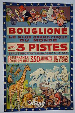Affiche ancienne originale cirque BOUGLIONE, ANTIQUE CIRCUS POSTER