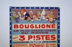 Affiche ancienne originale cirque BOUGLIONE, ANTIQUE CIRCUS POSTER