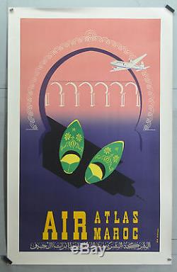 Affiche ancienne originale entoilée. AIR ATLAS MAROC Années 60- 99 X 60 CM
