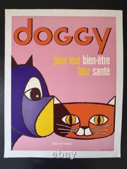 Affiche ancienne originale entoilée DOGGY années 80
