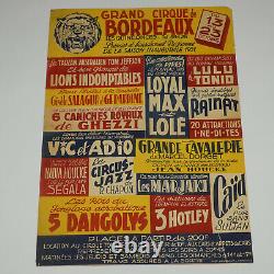 Affiche ancienne originale grand cirque de Bordeaux 1951, ANTIQUE CIRCUS POSTER