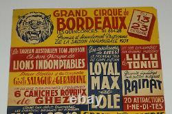 Affiche ancienne originale grand cirque de Bordeaux 1951, ANTIQUE CIRCUS POSTER