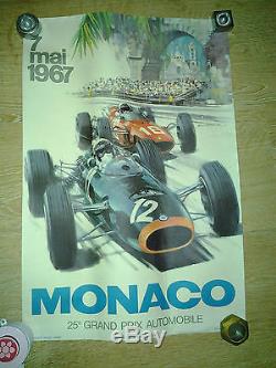 Affiche ancienne originale grand prix de Monaco de 1967 maquette Michael Turner