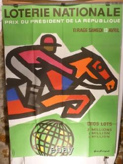 Affiche ancienne originale loterie nationale Guy Georget circa 1960