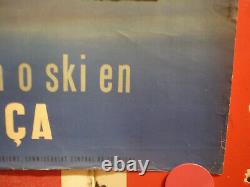 Affiche ancienne originale ski en France Dubois vers 1950 en portuguais