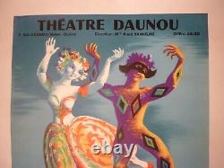 Affiche ancienne originale théâtre Daunou Danse 1954 entoilée