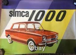 Affiche ancienne originale vintage SIMCA rouge 79 x 110 cm vers 1960