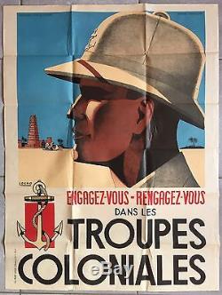 Affiche ancienne propagande ENGAGEZ-VOUS DANS LES TROUPES COLONIALES Sogno 1940