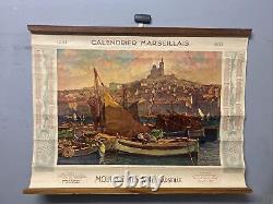 Affiche ancienne publicité Calendrier 1931 Marseille Vieux Port Bonamici Moulot