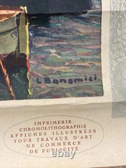 Affiche ancienne publicité Calendrier 1931 Marseille Vieux Port Bonamici Moulot