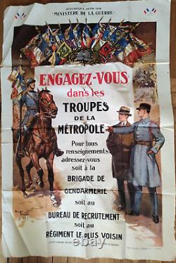 Affiche ancienne publicité Engagez-vous dans troupes de la Métropole gendarmes