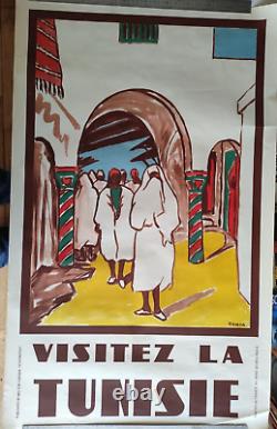 Affiche ancienne publicité visitez la Tunisie YAYA années 60