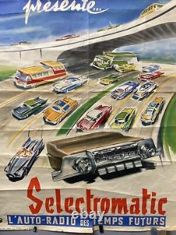 Affiche ancienne radiomatic Automobile Auto Radio Selectromatic Batman 1957