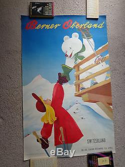 Affiche ancienne ski Suisse Berner Oberland 1950