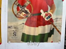 Affiche ancienne ski neige Suede