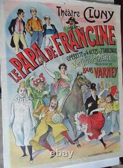 Affiche ancienne théâtre cluny Le papa de Francine / Imp Delanchy 8060 cm