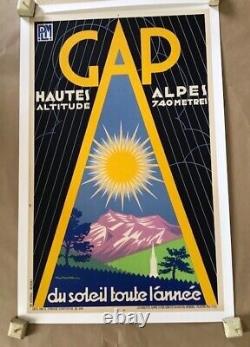 Affiche ancienne vintage lithographie entoilé1932 PLM Gap Hautes Alpes original