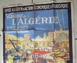 Affiche ancienne visitez algerie l cauvy imp baconnier alger advertising poster