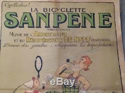 Affiche authentique rare bicyclette Sanpeine par Raoul Vion vers 1920 21223