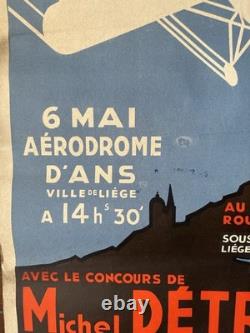 Affiche aviation 1934 Gala des Ailes Franco-Belges Liège Michel Détroyat