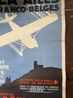Affiche aviation 1934 Gala des Ailes Franco-Belges Liège Michel Détroyat