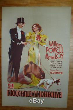 Affiche cinéma ancienne Litho 1936, William Powell, Nick Gentleman détective