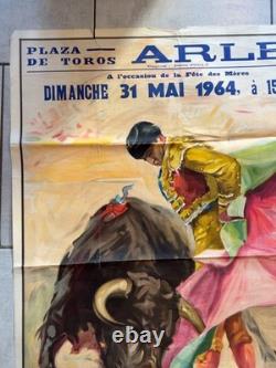 Affiche corrida originale Plaza de Toros Arles 31 mai 1964 J Cros Estrems 81x111
