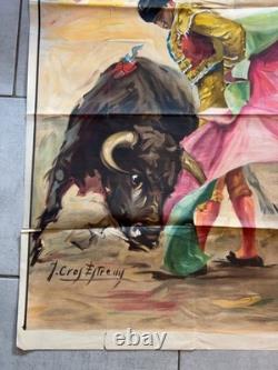 Affiche corrida originale Plaza de Toros Arles 31 mai 1964 J Cros Estrems 81x111