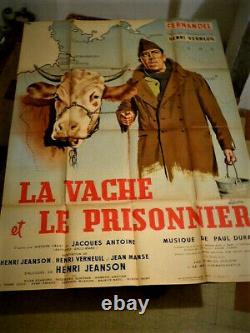 Affiche de cinema ancienne La Vache et le Prisonier avec Fernandel Litho