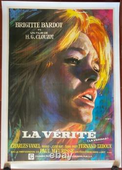 Affiche espagnole entoilée LA VERITE Henri-Georges Clouzot BRIGITTE BARDOT 69x99