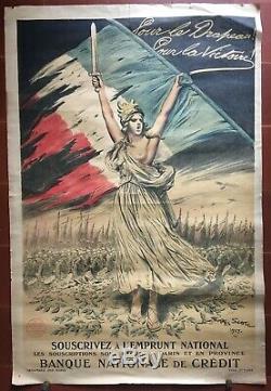 Affiche guerre WWI EMPRUNT NATIONAL Pour le drapeau Pour la victoire SCOTT 1917