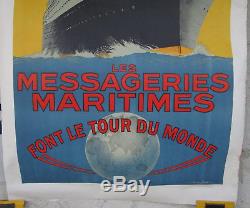 Affiche les messageries maritimes font le tour du monde signé SANDY HOOK
